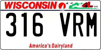 WI license plate 316VRM