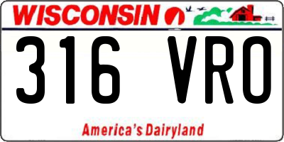 WI license plate 316VRO