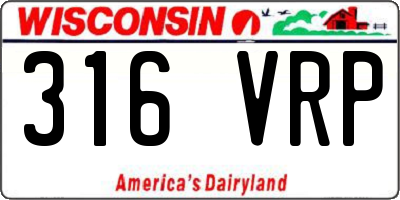 WI license plate 316VRP