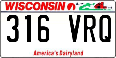 WI license plate 316VRQ