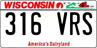 WI license plate 316VRS