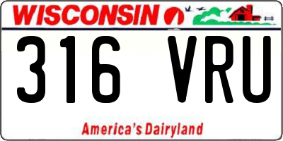 WI license plate 316VRU