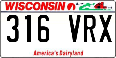 WI license plate 316VRX