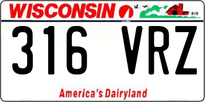 WI license plate 316VRZ