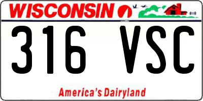 WI license plate 316VSC