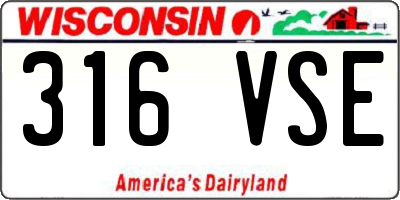 WI license plate 316VSE