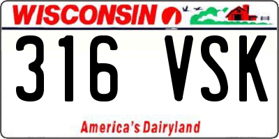 WI license plate 316VSK