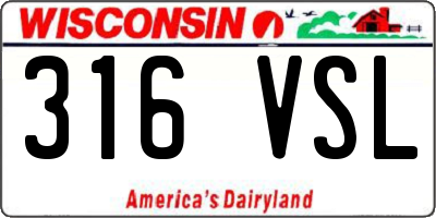 WI license plate 316VSL