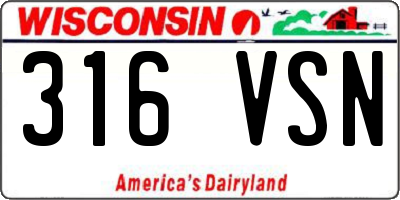 WI license plate 316VSN