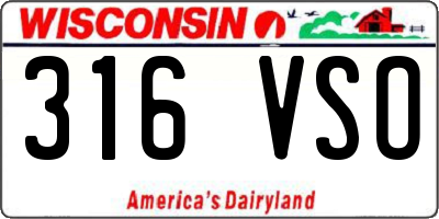 WI license plate 316VSO