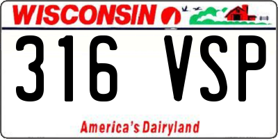WI license plate 316VSP