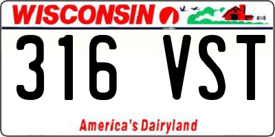 WI license plate 316VST