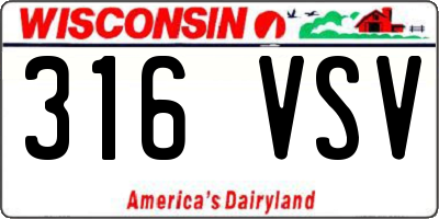 WI license plate 316VSV