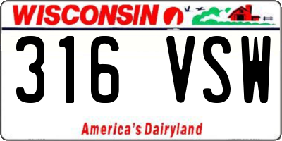 WI license plate 316VSW