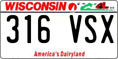 WI license plate 316VSX