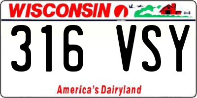 WI license plate 316VSY