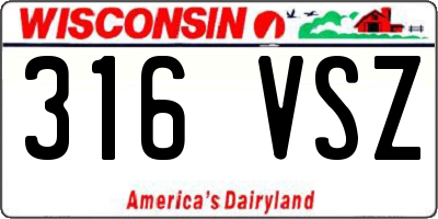 WI license plate 316VSZ