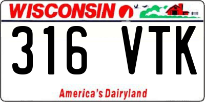 WI license plate 316VTK