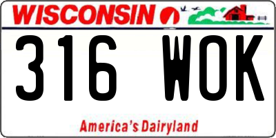 WI license plate 316WOK