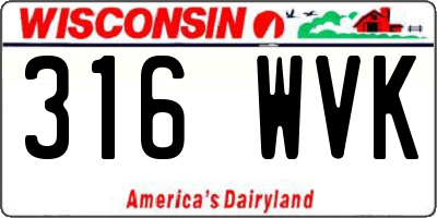 WI license plate 316WVK