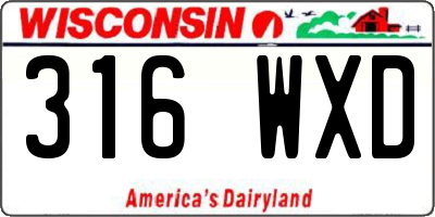 WI license plate 316WXD