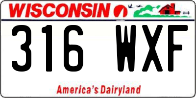 WI license plate 316WXF