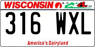WI license plate 316WXL