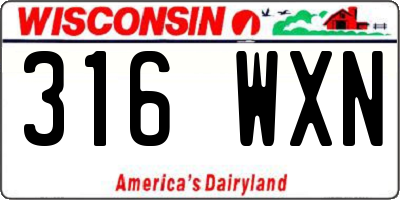 WI license plate 316WXN