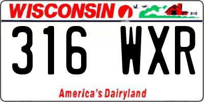 WI license plate 316WXR