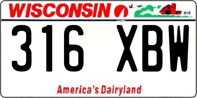WI license plate 316XBW