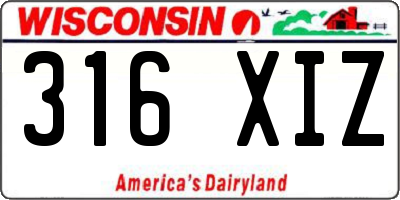 WI license plate 316XIZ