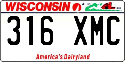 WI license plate 316XMC
