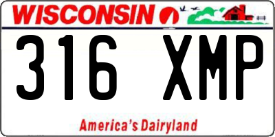 WI license plate 316XMP