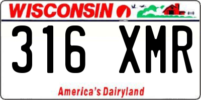 WI license plate 316XMR