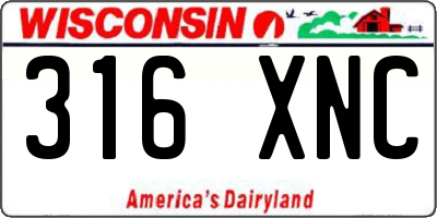 WI license plate 316XNC