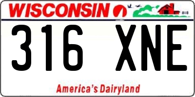 WI license plate 316XNE
