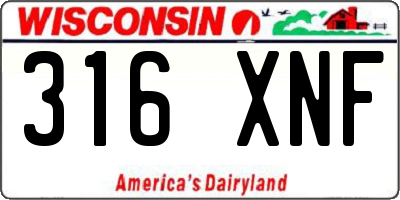 WI license plate 316XNF