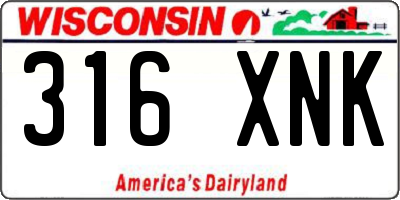 WI license plate 316XNK