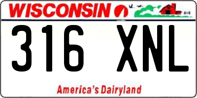 WI license plate 316XNL