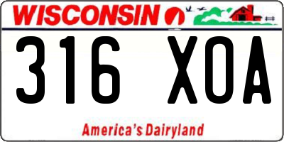WI license plate 316XOA