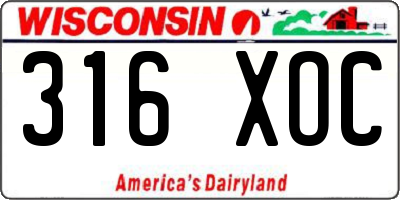WI license plate 316XOC