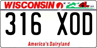 WI license plate 316XOD