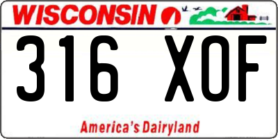 WI license plate 316XOF