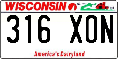 WI license plate 316XON