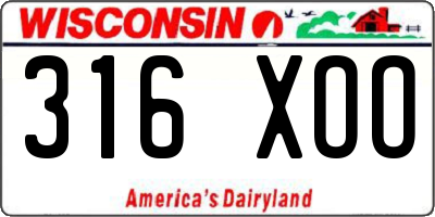 WI license plate 316XOO