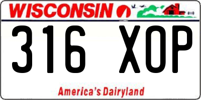 WI license plate 316XOP