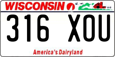 WI license plate 316XOU