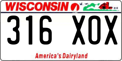 WI license plate 316XOX