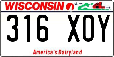 WI license plate 316XOY