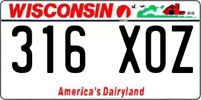 WI license plate 316XOZ